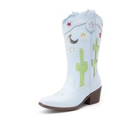 DREAM PAIRS Girls Classic Cowboy Boots,Light Blue,13 Little Kid