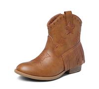 DREAM PAIRS Girls Cowgirl Cowboy Ankle Western Boots Side Zipper Riding Shoes with Tassel Little Kid/Big Kid,Size 10 Little Kid,Camel,SDBO2302K