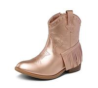 DREAM PAIRS Girls Cowgirl Cowboy Ankle Western Boots Side Zipper Riding Shoes with Tassel Little Kid/Big Kid,Size 3 Big Kid,Rose Gold,SDBO2302K