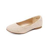 DREAM PAIRS Girls Cute Sparkly Flats,Gold/Glitter,1 Big Kid