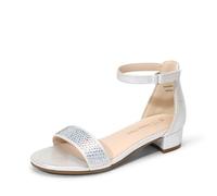 DREAM PAIRS Girls Dress Sandals,Silver,1 Big Kid