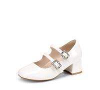 DREAM PAIRS Girls Dress Shoes Mary Jane Double Straps High Heel Wedding Party Dress Pumps for Toddler/Little/Big Kids,Size 5 Big Kid,White,KKUMPU2503