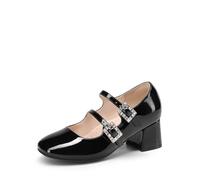 DREAM PAIRS Girls Dress Shoes Mary Jane Double Straps High Heel Wedding Party Dress Pumps for Toddler/Little/Big Kids,Size 12 Little Kid,Black,KKUMPU2503