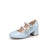 DREAM PAIRS Girls Dress Shoes Mary Jane Double Straps High Heel Wedding Party Dress Pumps for Toddler/Little/Big Kids,Size 11 Little Kid,Light Blue,KKUMPU2503