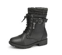 DREAM PAIRS Girls Fashion Combat Boots,Black,3 Big Kid