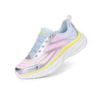 DREAM PAIRS Girls Fashion Sneakers Kids Lightweight and Comfy Lace-up Running Walking Casual Tennis Shoes,Size 1 Big Kid,Rainbow/Silver,KKUMRS2507