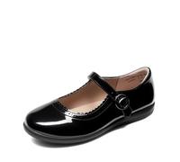 DREAM PAIRS Girls Floral School Flats,All Black,2 Big Kid