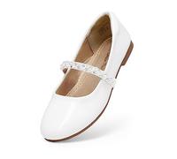 DREAM PAIRS Girls Flower Girl Dress Shoes Wedding Party,Size 3 Big Kid,White-Pat,SERENA-100-KIDS-N