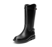 DREAM PAIRS Girls Knee High Boots Side Zipper Riding Shoes for Little Kid/Big Kid,Size 2 Big Kid,Black,KKUMKB2501