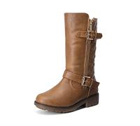 DREAM PAIRS Girls' Knee-High Boots with Side Zippers Warm Plush Lining for Autumn and Winter Easy-to-Slip-On Fashion Boots,Size 3 Big Kid,Tan,KNICE