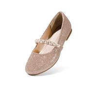 DREAM PAIRS Girls Mary Jane Dress Shoes Ballerina Flats for Wedding, Party (Toddler/Little Kid/Big Kid),Size 2 Big Kid,Rose Gold-N,SERENA-100-KIDS