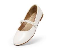 DREAM PAIRS Girls Mary Jane Dress Shoes Ballerina Flats for Wedding, Party (Toddler/Little Kid/Big Kid),Size 10 Little Kid,Ivory-N,SERENA-100-KIDS