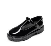 DREAM PAIRS Girls Mary Jane Dress Shoes Chunky Platform School Uniform Shoes T-Strap Oxfords Loafers Star Flats,Size 12 Little Kid,Glossy Black,KKUMFA2505