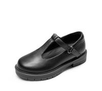 DREAM PAIRS Girls Mary Jane Dress Shoes Chunky Platform School Uniform Shoes T-Strap Oxfords Loafers Star Flats,Size 5 Big Kid,Matte Black,KKUMFA2505