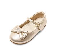 DREAM PAIRS Girls Mary Jane Dress Shoes Heart Rhinestone Front Bow Ballerina Flat for Wedding, Party, Birthday, Christmas (Toddler/Little Kid),Size 3 Toddler,Gold,ANGEL-22-1