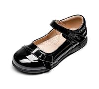 DREAM PAIRS Girls Mary Jane School Uniform Shoes Soft Walking Party Flat Shoes,Size 4 Big Kid,Black/Pat,SDFL2210K