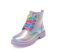 DREAM PAIRS Girls Mid Calf Riding Combat Ankle Boots,Size 5 Big Kid,Rainbow,SDBO2220K