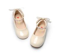 DREAM PAIRS Girls Pearl Ballet Flats,Ivory,9 Little Kid