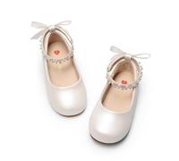 DREAM PAIRS Girls Pearl Ballet Flats,White,11 Little Kid