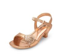 DREAM PAIRS Girls Sandals Ankle Strap Square Toe Low Heel Crysta Shell Wedding Party Flower Dress Shoes,Size 3 Big Kid,Champagne-Rhinestone,SDSD2420K