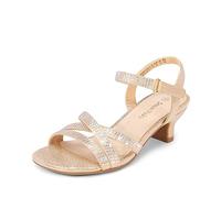 DREAM PAIRS Girls Sandals Low Heel Ankle Strap Open Toe Sandals Wedding Party Bridesmaid for Little Kid/Big Kid,Size 1 Big Kid,Gold,SDSD2315K