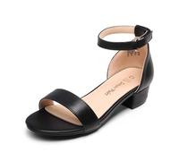DREAM PAIRS Girls Sandals Low Heel Dress Pump Ankle Strap Interchangeable Bow Flower Wedding Party Shoes for Little Kid/Big Kid,Size 12 Little Kid,Black,SDSD2320K
