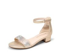 DREAM PAIRS Girls Sandals Low Heel Dress Pump Ankle Strap Interchangeable Bow Flower Wedding Party Shoes for Little Kid/Big Kid,Size 1 Big Kid,Gold,SDSD2320K
