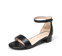 DREAM PAIRS Girls Sandals Low Heel Dress Pump Ankle Strap Interchangeable Bow Flower Wedding Party Shoes for Little Kid/Big Kid,Size 4 Big Kid,Black,SDSD2320K