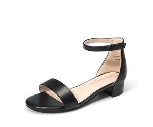 DREAM PAIRS Girls Sandals Low Heel Dress Pump Ankle Strap Interchangeable Bow Flower Wedding Party Shoes for Little Kid/Big Kid,Size 3 Big Kid,Black,SDSD2320K