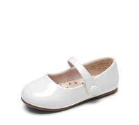 DREAM PAIRS Girls School Ballet Flats,White,8 Little Kid