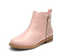 DREAM PAIRS Girls Side Zipper Low Heels Ankle Boots,Size 2 Big Kid,Pink/pu,SDBO2221K