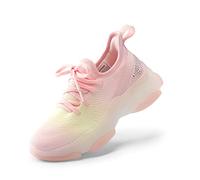 DREAM PAIRS Girls Slip-On Sneakers Kids Sparkle Pop Lightweight Jelly Sole Walking Shoes,Size 1 Big Kid,Rainbow//Pink,SDFS2303K