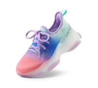 DREAM PAIRS Girls Slip-On Sneakers Kids Sparkle Pop Lightweight Jelly Sole Walking Shoes,Size 12 Little Kid,Rainbow/Blue,SDFS2303K