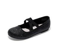 DREAM PAIRS Girls Sparkly Ballet Flats,Black,7 Little Kid