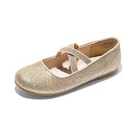 DREAM PAIRS Girls Sparkly Ballet Flats,Gold,1 Big Kid