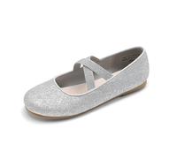 DREAM PAIRS Girls Sparkly Ballet Flats,Silver,10 Little Kid