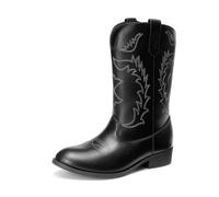 DREAM PAIRS Girls Sparkly Cowboy Boots,Black,13 Little Kid