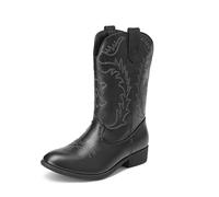 DREAM PAIRS Girls Sparkly Cowboy Boots,Black,5 Big Kid