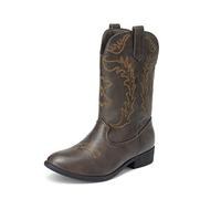 DREAM PAIRS Girls Sparkly Cowboy Boots,Brown,12 Little Kid