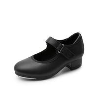 DREAM PAIRS Girls Tap Shoes Easy Strap Dance Shoes Girls Mary Jane Flats for Toddler/Little Kid/Big Kid,Size 7 Little Kid,Black,SDDS2401K