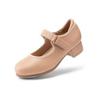 DREAM PAIRS Girls Tap Shoes Easy Strap Dance Shoes Girls Mary Jane Flats for Toddler/Little Kid/Big Kid,Size 9 Little Kid,Tan,SDDS2401K