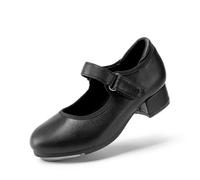DREAM PAIRS Girls Tap Shoes Easy Strap Dance Shoes Girls Mary Jane Flats for Toddler/Little Kid/Big Kid,Size 3 Big Kid,Black-Pu-1,SDDS2401K