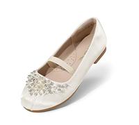 DREAM PAIRS Girl's Toddler/Little Kid/Big Kid Aurora-03 Mary Jane Ballerina Flat Shoes,Size 6 Little Kid,Ivory,AURORA-03