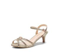 DREAM PAIRS Heels Sandals for Women Ankle Strap Low Kitten Wedding Shoe for Bride Party Dress,Size 4.5,Classic Gold,NINA-150