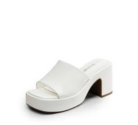 DREAM PAIRS High Chunky Platform Heels for Women Fashion Comfort Slip on Square Open Toe Block Heel Sandals,Size 6.5,White-Pu,SDHS2410W