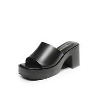 DREAM PAIRS High Chunky Platform Heels for Women Fashion Comfort Slip on Square Open Toe Block Heel Sandals,Size 6.5,Black-Pu,SDHS2410W