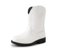 DREAM PAIRS Kids Boys Girls Cowboy Boots Western Square Toe Riding Mid Calf Knee High Boots,Size 10 Little Kid,White,SDBO2307K