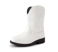 DREAM PAIRS Kids Boys Girls Cowboy Boots Western Square Toe Riding Mid Calf Knee High Boots,Size 11 Little Kid,White,SDBO2307K