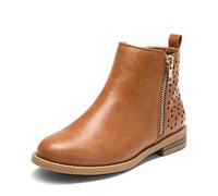 DREAM PAIRS Kids Fashion Ankle Boots | Spring autumn and winter style, star cutout design, side zipper, easy pull tab, non-slip sole, soft lining