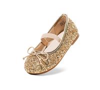 DREAM PAIRS Kids Girls Ballerinas Sparkling and Comfortable Flat Shoes for Girls to Slip On Ballerina Princess Shoes,Size 10 Little Kid,Gold,Belle_01-1